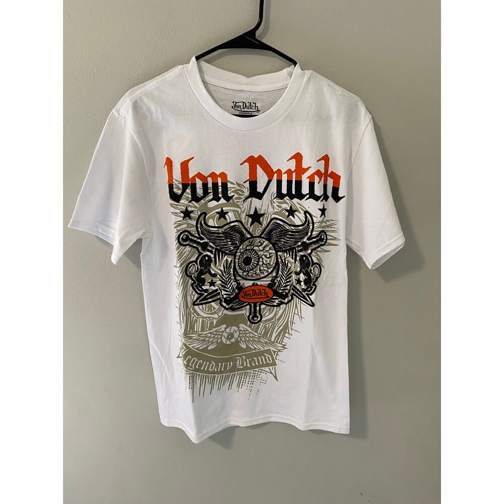 Copied - New Von Dutch White Graphic Tee  Size Large Y2K Logo Shirt